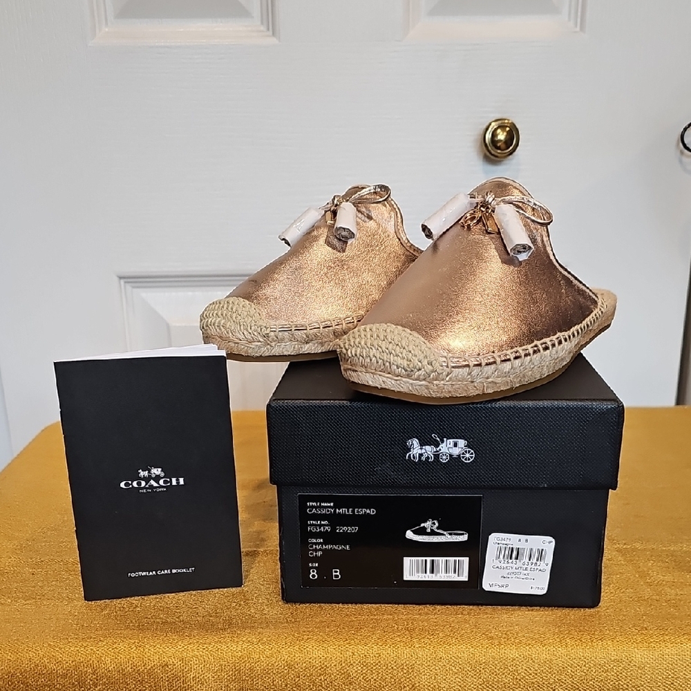 Coach Cassidy Metallic Champagne Esparadilles Sz 8 NIB MSRP $178 - Picture 1 of 7